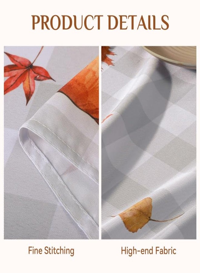 Softalker Fall Tablecloth Rectangle 60x102 Inch, Thanksgiving Autumn Harvest Pumpkin Buffalo Plaid Decoration Table Cloth, Stain Resistant Table Cover for Party/Dining/Holiday, Grey Checkered - Image 5